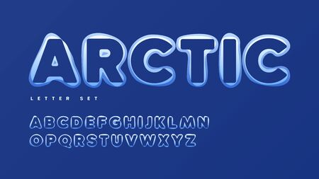 Funny snowy vector alphabet, uppercase letter set, font, typographyのイラスト素材