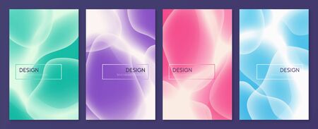 Set of abstract minimalist vector covers, brochure templates, flyers, backgrounds with liquid bubble shapesのイラスト素材