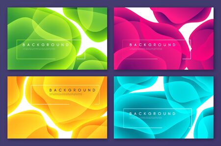 Set of abstract minimalist vector backgrounds with liquid bubble shapesのイラスト素材