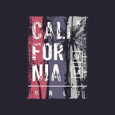 California only. Graphic t-shirt vector design with palm treesのイラスト素材