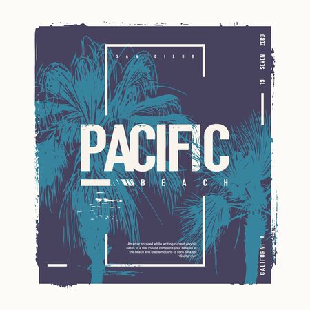 Pacific Beach California vector graphic t-shirt design, poster, printのイラスト素材