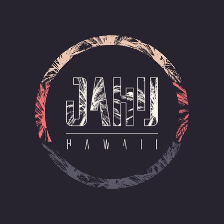 Oahu Hawaii vector graphic t-shirt design, poster, printのイラスト素材