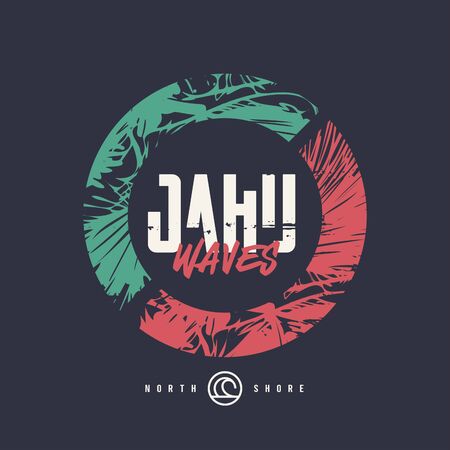 Vector graphic t-shirt design, poster, print on the theme of surfing.のイラスト素材