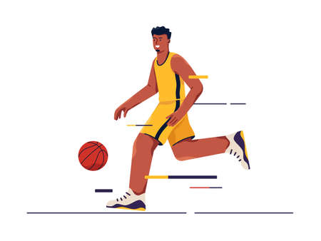 Vector illustration of a basketball player in motionのイラスト素材