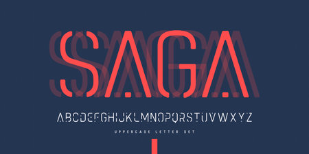 Vector rounded linear sans uppercase letter set, alphabet, typographyのイラスト素材