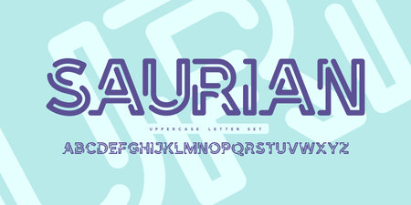 Vector rounded linear sans uppercase letter set, alphabet, typographyのイラスト素材
