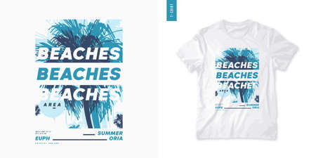 Summer graphic t-shirt design, tropical print, vector illustrationのイラスト素材