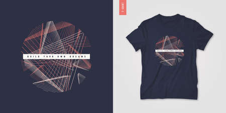 Geometric mens t-shirt design, graphic print, vector illustrationのイラスト素材