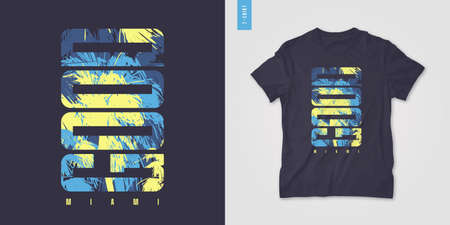 Miami graphic tee design, typography print, vector illustrationのイラスト素材