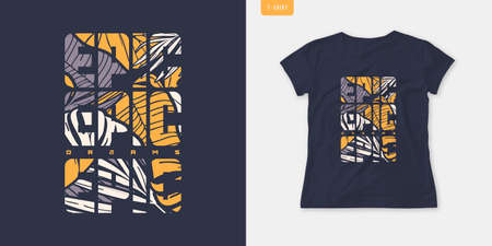Dreams graphic womens t-shirt, stylish tropical print, vector illustrationのイラスト素材