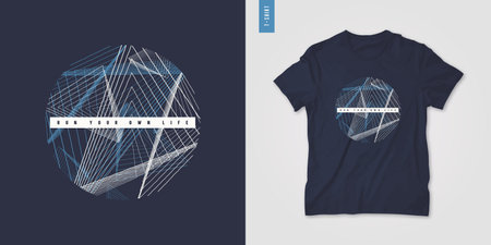 Geometric mens t-shirt design, graphic print, vector illustrationのイラスト素材