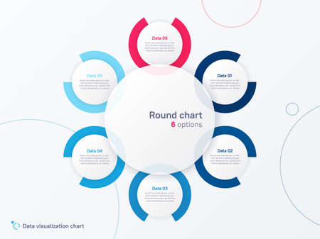 Vector round circle infographic chart template divided by six partsのイラスト素材