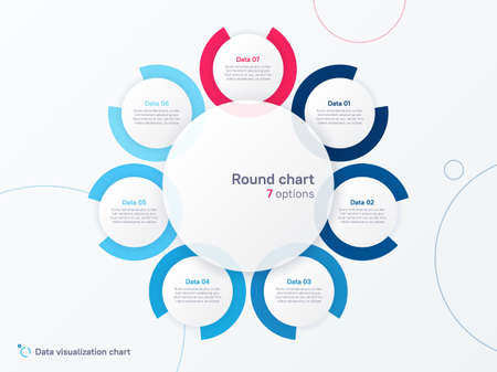 Vector round circle infographic chart template divided by seven partsのイラスト素材