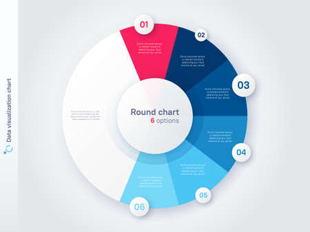 Vector round circle infographic chart template divided by six partsのイラスト素材