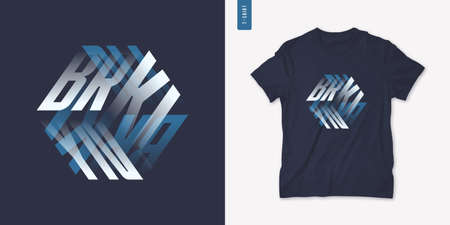 Brooklyn. Graphic mens three dimensional t-shirt design, poster, typography. Vector illustrationのイラスト素材