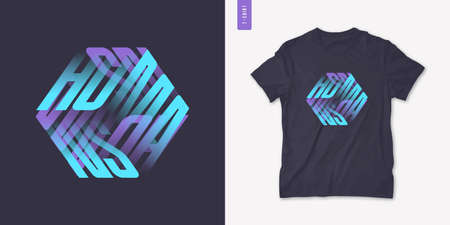 Humans. Graphic mens three dimensional t-shirt design, poster, typography. Vector illustrationのイラスト素材