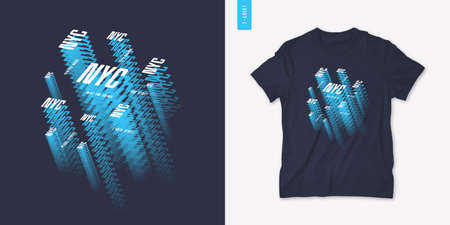 NYC. Graphic mens isometric t-shirt design, poster, typography. Vector illustrationのイラスト素材