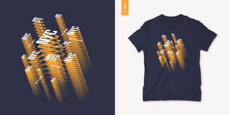 NYC. Graphic mens isometric t-shirt design, poster, typography. Vector illustrationのイラスト素材