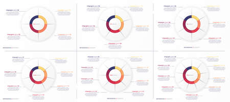 Set of vector round circle infographic chart templates divided by 4 5 6 7 8 9 partsのイラスト素材