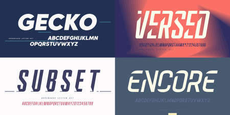 Collection of stylish vector sans serif fonts, letter sets, alphabetsのイラスト素材