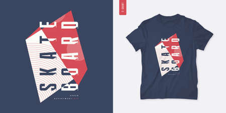Skateboard. Streetwear graphic t-shirt design, letter print, vector illustrationのイラスト素材