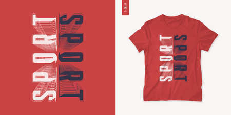 Sport. Streetwear graphic t-shirt design, letter print, vector illustrationのイラスト素材