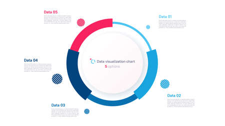 Vector pie chart infographic template in the form of pie chart divided by five partsのイラスト素材