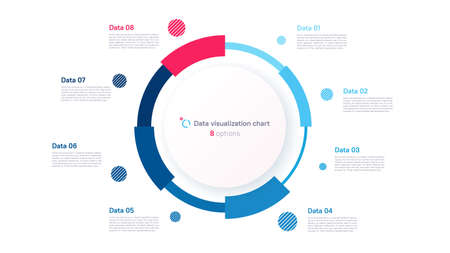 Vector pie chart infographic template in the form of pie chart divided by eight partsのイラスト素材