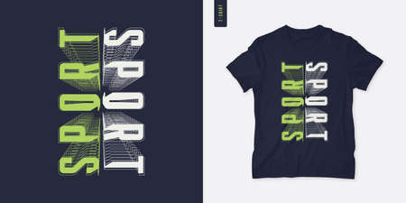 Sport. Streetwear graphic t-shirt design, letter print, vector illustrationのイラスト素材