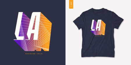Los Angeles letter t-shirt design, poster, typography. Vector illustrationのイラスト素材