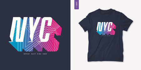 New York City letter t-shirt design, poster, typography. Vector illustrationのイラスト素材