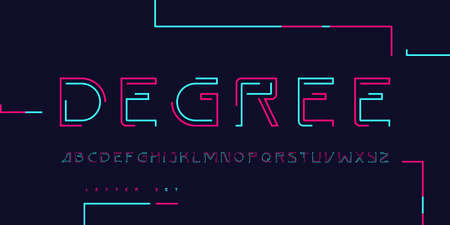 Vector linear uppercase letter set, alphabet, font, typographyのイラスト素材