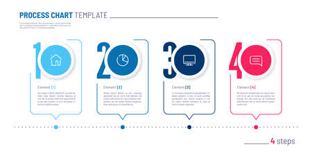 Vector infographic numbered process chart template. Four stepsのイラスト素材