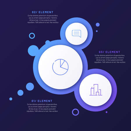 Abstract vector gradient minimalistic infographic template composed of 3 circlesのイラスト素材
