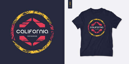 California graphic t-shirt design, geometric print, vector illustrationのイラスト素材