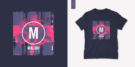 Malibu beach vector graphic t-shirt design, poster, printのイラスト素材