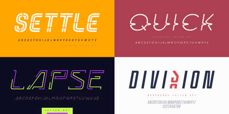 Collection of stylish vector sans serif fonts, letter sets, alphabetsのイラスト素材
