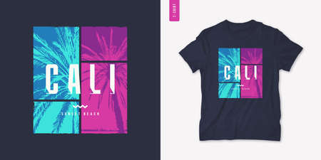 Sunset beach graphic t-shirt design, vector illustrationのイラスト素材