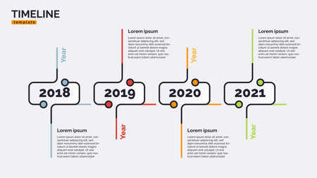 Vector timeline minimal infographic concept template with four periods of time. Editable strokeのイラスト素材