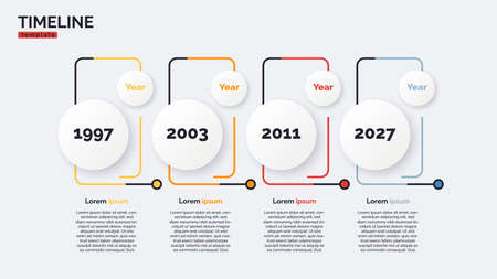 Vector timeline minimal infographic concept template with four periods of time. Editable strokeのイラスト素材