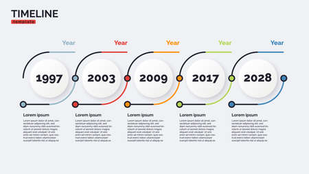 Vector timeline minimal infographic concept template with five periods of time. Editable strokeのイラスト素材