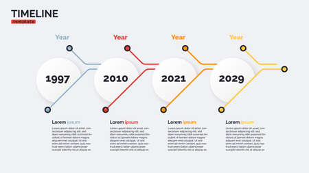 Vector timeline minimal infographic concept template with four periods of time. Editable strokeのイラスト素材
