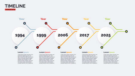 Vector timeline minimal infographic concept template with five periods of time. Editable strokeのイラスト素材
