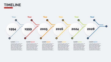 Vector timeline minimal infographic concept template with six periods of time. Editable strokeのイラスト素材