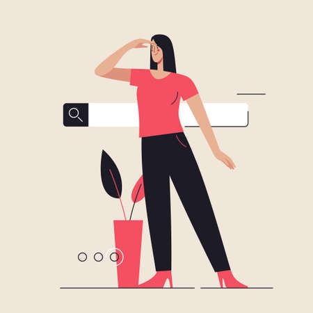 Business flat style outline vector illustration on the subject of search. Editable strokeのイラスト素材