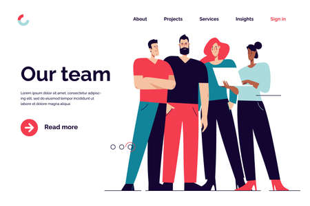 Business concept flat style outline vector illustration on the subject of teamwork, collaboration, coworking. Editable strokeのイラスト素材