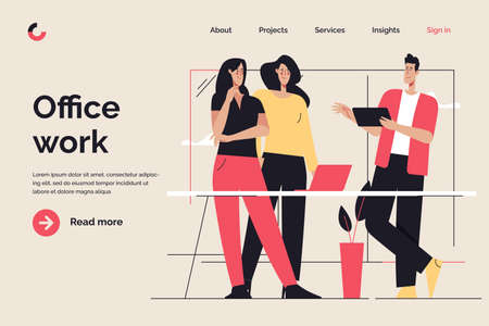 Flat style outline vector illustration on the subject of office work, business meeting. Editable strokeのイラスト素材