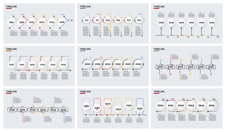 Vector timeline minimal infographic concept templates with six periods of time. Editable strokeのイラスト素材