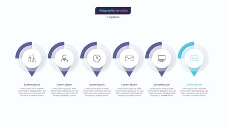 Six step business infographic design template. Vector illustrationのイラスト素材