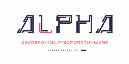 Vector stylish linear font, uppercase letter set, alphabet, typographyのイラスト素材